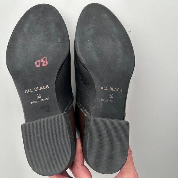 All Black Two Tone Brown Black Back Zip Sleek Low Heel Ankle Boots EU 36 US 5.5 - Picture 6 of 7